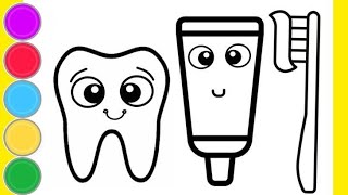 Drawing Tooth Brush For Kids | Dental Health | Oral Hygiene | Art For Kids