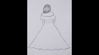 How to draw a girl wearing barbie dress||Easy drawing