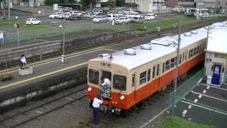 関東鉄道　下妻駅キハ310形旧標準色撮影会　ヘッドマーク交換作業