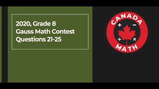 2020, Grade 8, Gauss Math Contest | Questions 21-25