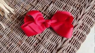 Large Red Grosgrain Hair Bow Girl's School Spirit Bow - video demo