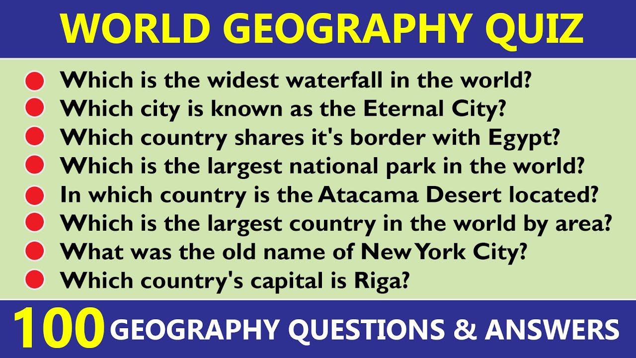 Geography Trivia Questions And Answers Printable / Within This ...