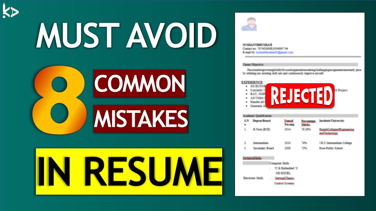 8 Most Common Mistakes In RESUME | Must Avoid Mistakes In Resume #cv # ...