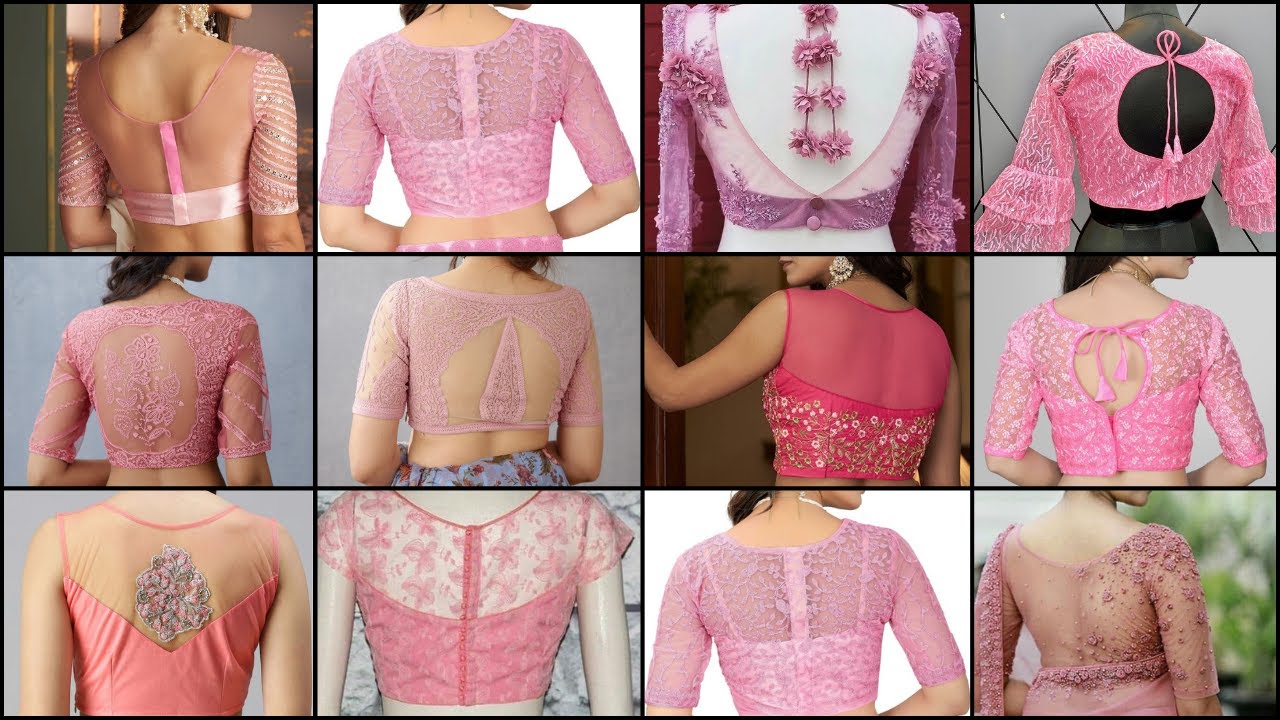 Stunning Light Pink Net Blouse Back Neck Designs 2025 рџњё Latest Light