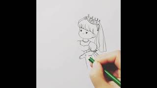how to draw the bride and groom in wedding day_drawdraw_#art #shorts #wedding