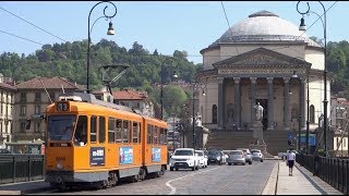 Sassi Superga funicular and the classic orange trams of Turin