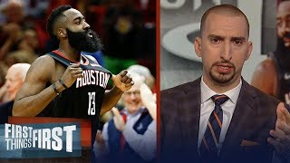 Nick Wright reacts to James Harden dropping 50 on LeBron's Lakers | NBA | FIRST THINGS FIRST