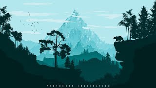 Photoshop Tutorial | Flat Mountain Landscape