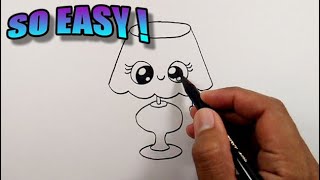 How to draw a cute table lamp easy | Cute Easy Drawings