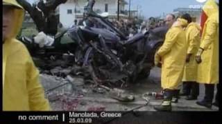 Aftermaths of a tornado in Greece