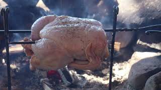 How to Cook Spit Roasted Campfire Chicken-TJM Campfire Spit