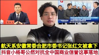 抖音一号网红“疯狂小杨哥”这事尘埃落定！”公然对抗党中央和全国人民”！安徽合肥市委书记张红文被拿下，此人又是“航天系”的。在“小杨哥”破坏中国特色社会主义市场经济制度中，负主要领导责任！又缺乏政治敏感