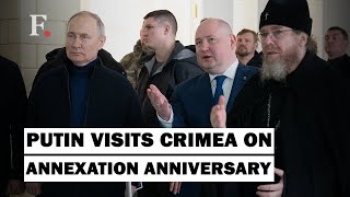 Putin Visits Crimea On Anniversary Of Russia's Annexation Of The Peninsula From Ukraine