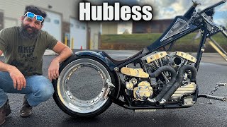 Riding 1 of 5 Hubless Choppers made by Billy Lane