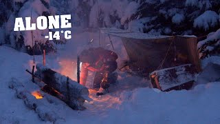 No tent, 2 Days Solo, Winter camping in snow storm | ASMR | Only natural sounds|