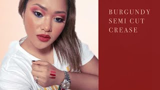 Red Burgundy Semi Cut Crease Makeup Tutorial | Fantabulous Pheng