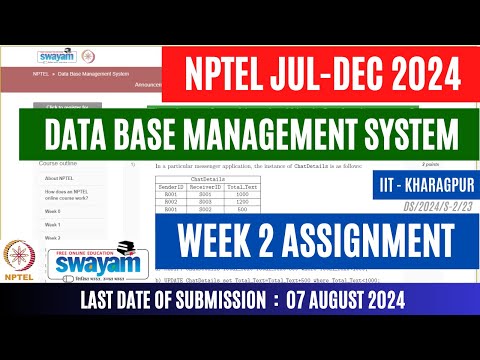 NPTEL Database Management System Week 2 Assignment 2 | July-Dec 2024 |@OPEducore