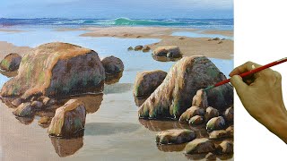 Acrylic Landscape Painting in Time-lapse / Shallow Beach / JMLisondra