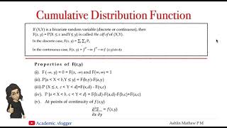 Cumulative Distribution Function |Bivariate Distributions