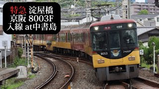 【未更新車】京阪 特急淀屋橋行8003F入線 中書島撮影