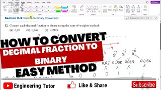 Decimal fraction to binary conversion by sum of weights method || Digital Fundamentals by Floyd