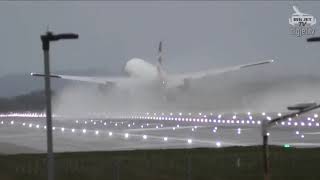Storm Ciara - British Airways 777 Touch and Go at London Heathrow