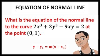 SLOPE AND EQUATION OF NORMAL LINE || IMPLICIT DIFFERENTIATION