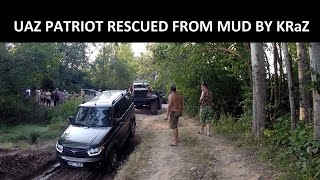 UAZ Patriot and KrAZ - Rescued from mud