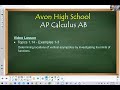 Avon High School - AP Calculus AB - Topic 1.14 - Examples 1, 2 and 3