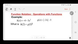 Operations with Function Notation: Addition and Subtraction