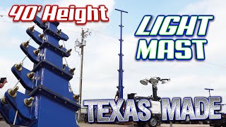 Telescoping Light Mast - 9'-40' Seven Stage Aluminum Light Tower - 66lb Payload - Electric Winch