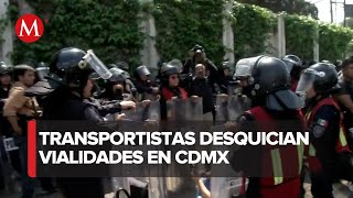 Transportistas realizan bloqueos en alcaldía Coyoacán, CdMx