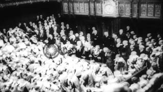 Dignitaries and soldiers greet Queen Elizabeth who arrives to open the parliament...HD Stock Footage