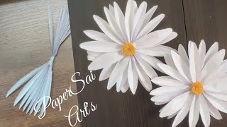 DIY Giant paper flowers for home decor,Handmade paper Daisy flower,A4 Sheet@PaperSaiarts