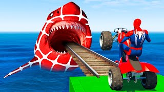 GTA 5 Crazy Ragdolls | Spiderman by Quad Bike On Rainbow Spiders Bridge (Spider