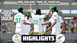 PAKISTAN vs NEW ZEALAND - 1st Test Day 1 Highlights |New Zealand Tour Of Pakistan|Cricket22 Gameplay