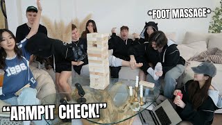 Pokimane SMELLS Fuslie's Armpit! + Roomies and Friends PLAY Jenga Truth or Dare