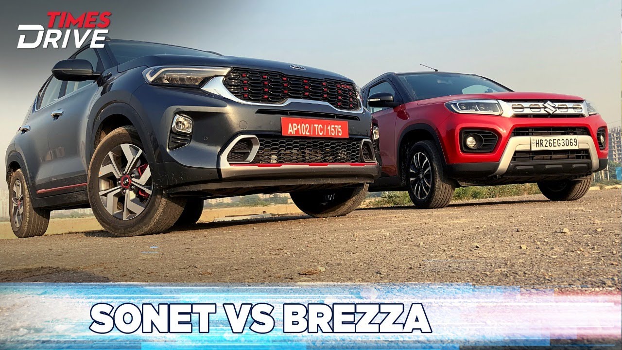 Kia Sonet Vs Maruti Suzuki Vitara Brezza | Comparison | Times Drive ...