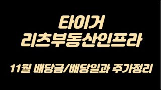 국내월배당ETF 타이거 리츠부동산인프라 11월 배당금/배당일과 주가 정리