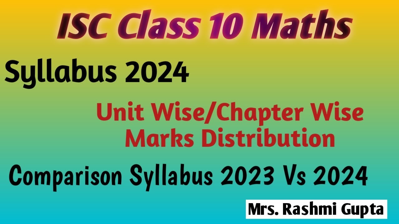 ICSE Class 10 Maths | Syllabus 2024 | Marks Distribution Icse Class 10 ...