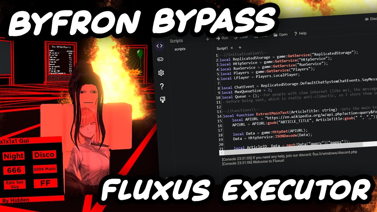 Скрипт fluxus. Fluxus EXECUTOR. Byfron Bypass Roblox. Fluxus Roblox Exploit. Fluxus EXECUTOR PC.