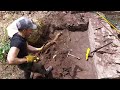 excavating the front of the building ruins