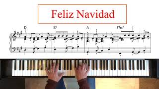 Feliz Navidad. Latin style, piano tutorial + sheet music