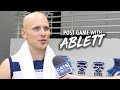 Ablett in the rooms after the Preliminary Final win