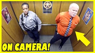 This Cop Thought They Were Alone In Elevator Doesn't Know Hidden Camera Is Recording His Every Move