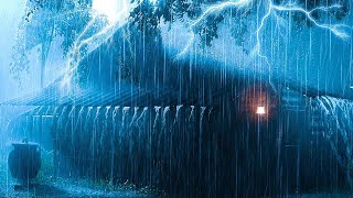 ⚡Heavy Thunderstorm Rain at Night | Tropical Rainstorm \u0026 Intense Thunder on Tin Roof of Farmhouse...