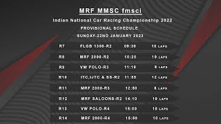 MRF MMSC fmsci Indian National Car Racing Championship 2022 Day 1 Round 4