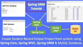 Spring ORM Tutorial | Complete Project Step by Step | Using Spring Core, MVC, ORM and MySQL Database