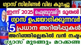 ഇന്ന് 2025 ഫെബ്രുവരി1 മുതൽ ഗ്യാസ് ഉപയോഗിക്കുന്നവർ അറിയേണ്ട 5 കാര്യങ്ങൾ,വില കുറച്ചു,LPG 2025 February