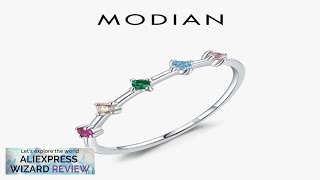 Modian 925 Sterling Silver Rainbow CZ Simulated Diamond Stacking Slim Rings Fashion Review